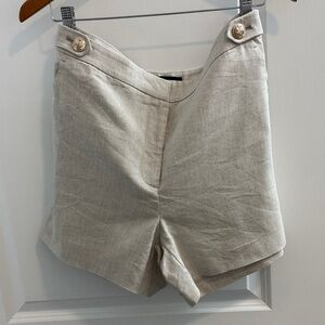 Ann Taylor High Waist Linen Blend Cream Shorts